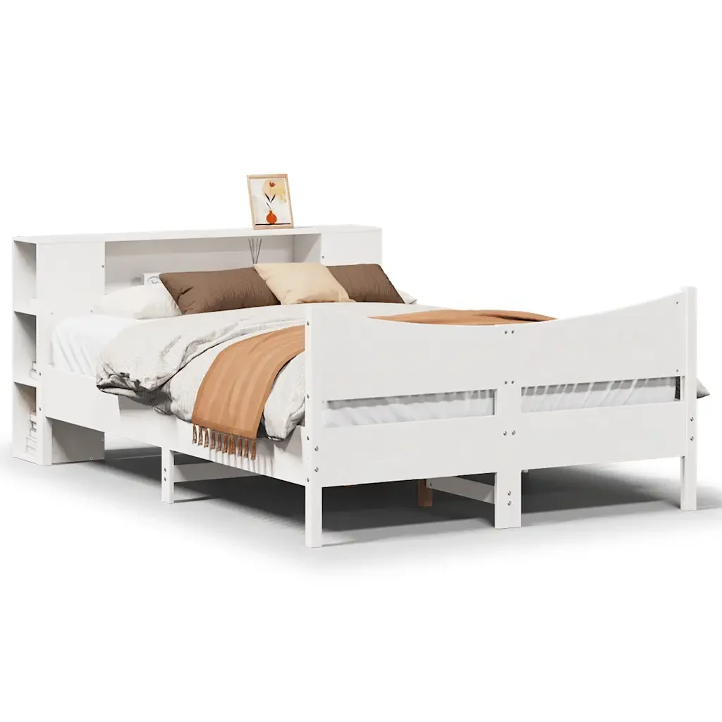 Letto matrimoniale | Letto per adulti | Giroletto senza Materasso Bianco 150x200 cm Legno Massello Pino