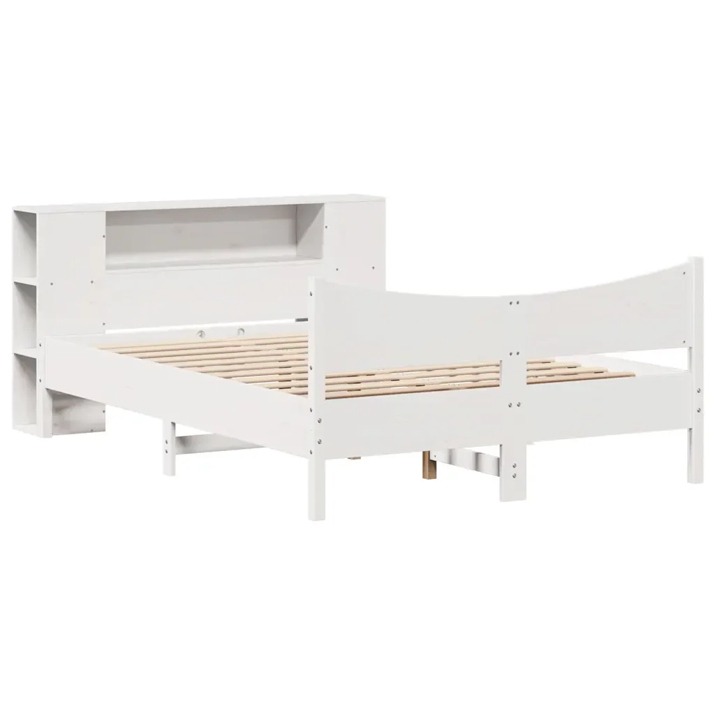 Letto matrimoniale | Letto per adulti | Giroletto senza Materasso Bianco 150x200 cm Legno Massello Pino - Image 3