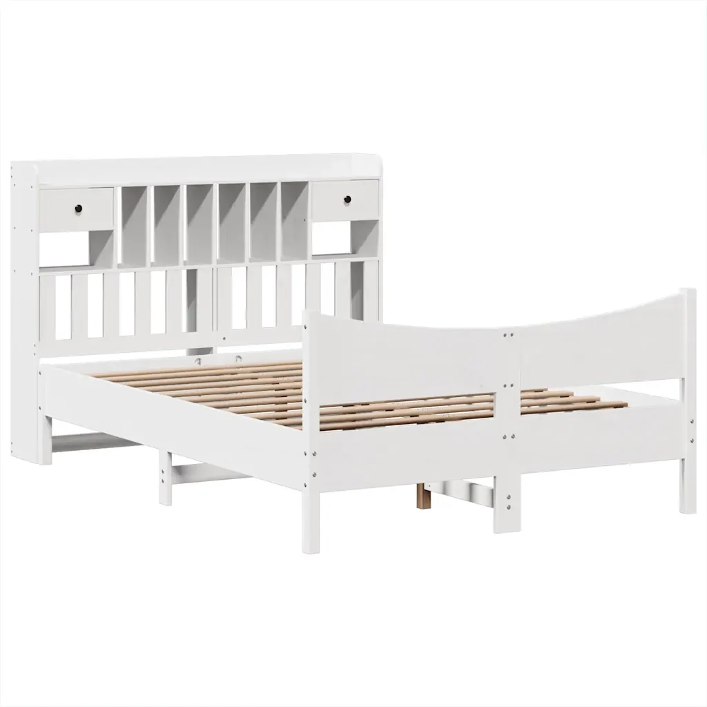 Letto matrimoniale | Letto per adulti | Giroletto senza Materasso Bianco 150x200 cm Legno Massello Pino - Image 3