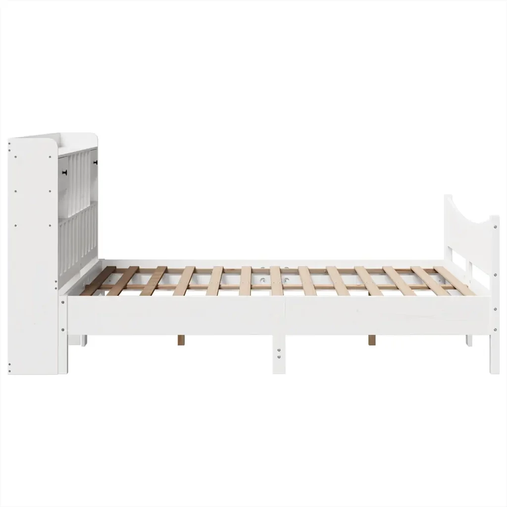 Letto matrimoniale | Letto per adulti | Giroletto senza Materasso Bianco 150x200 cm Legno Massello Pino - Image 7