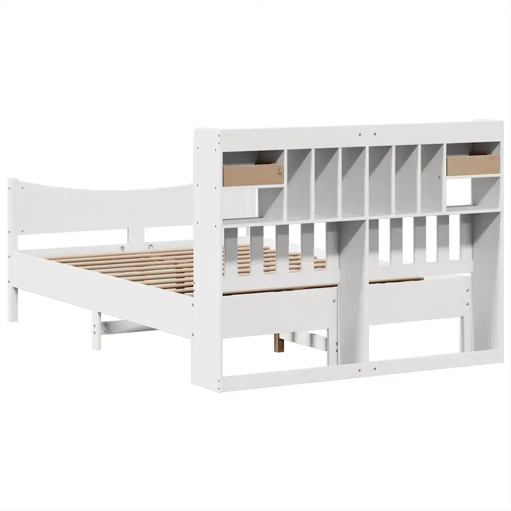 Letto matrimoniale | Letto per adulti | Giroletto senza Materasso Bianco 150x200 cm Legno Massello Pino - Image 8