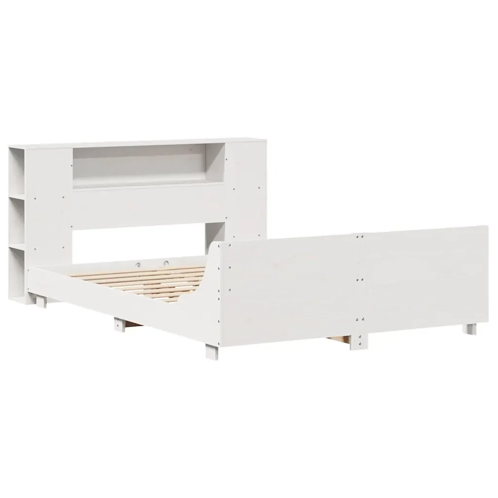 Letto matrimoniale | Letto per adulti | Giroletto senza Materasso Bianco 150x200 cm Legno Massello Pino - Image 4