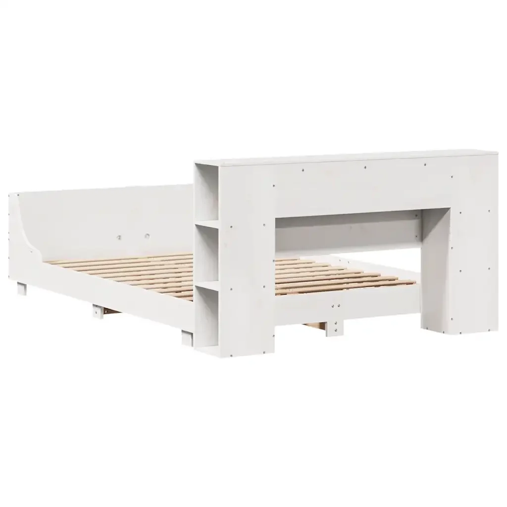 Letto matrimoniale | Letto per adulti | Giroletto senza Materasso Bianco 150x200 cm Legno Massello Pino - Image 8