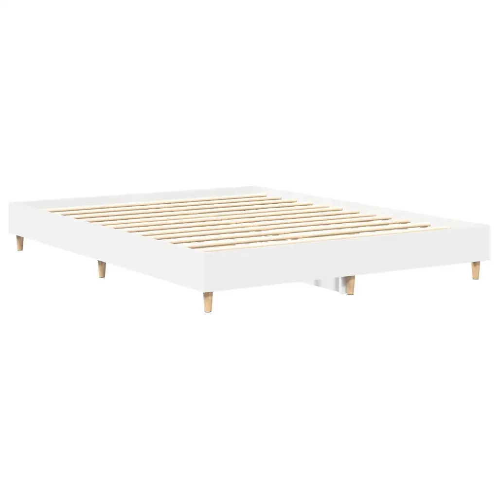 Letto matrimoniale | Letto per adulti | Giroletto senza Materasso Bianco 150x200cm in Legno Multistrato - Image 7