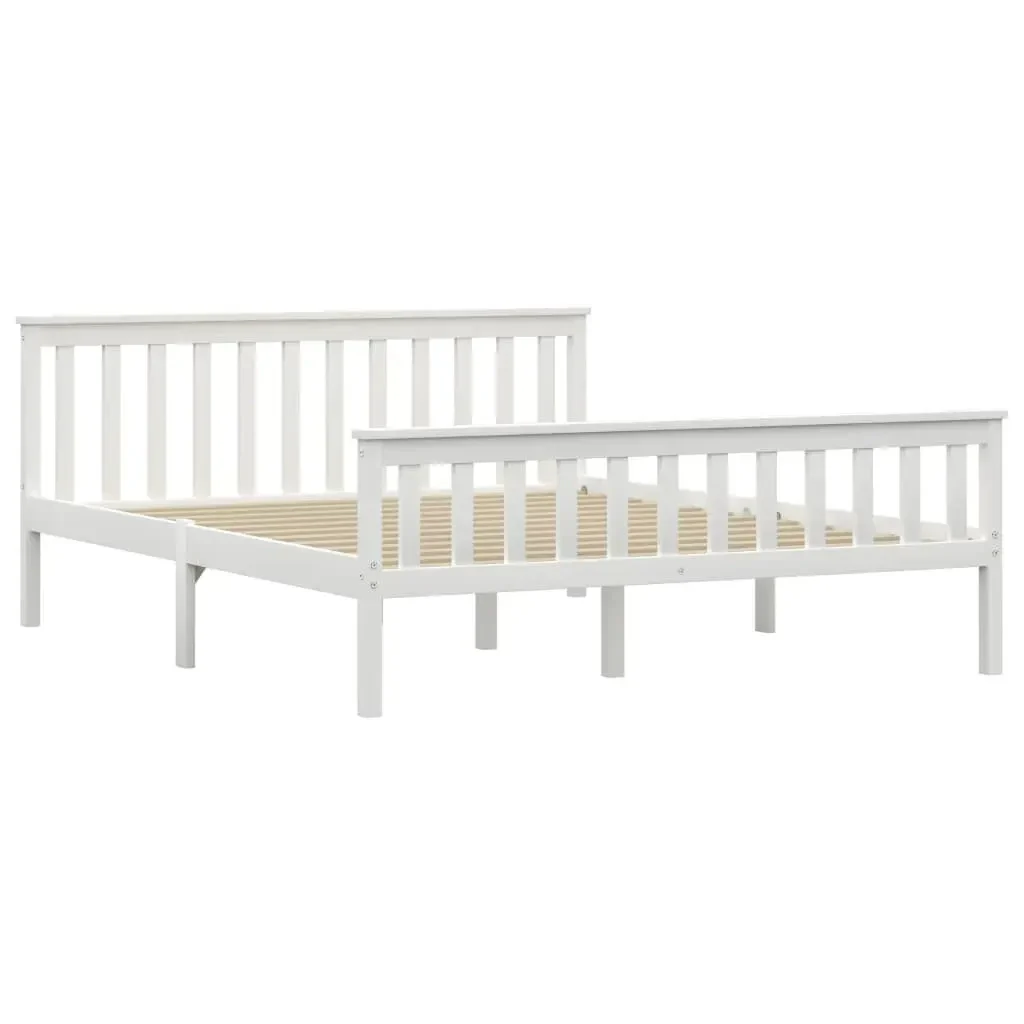 Letto matrimoniale | Letto per adulti | Giroletto senza Materasso Bianco 160x200 cm in Legno di Pino