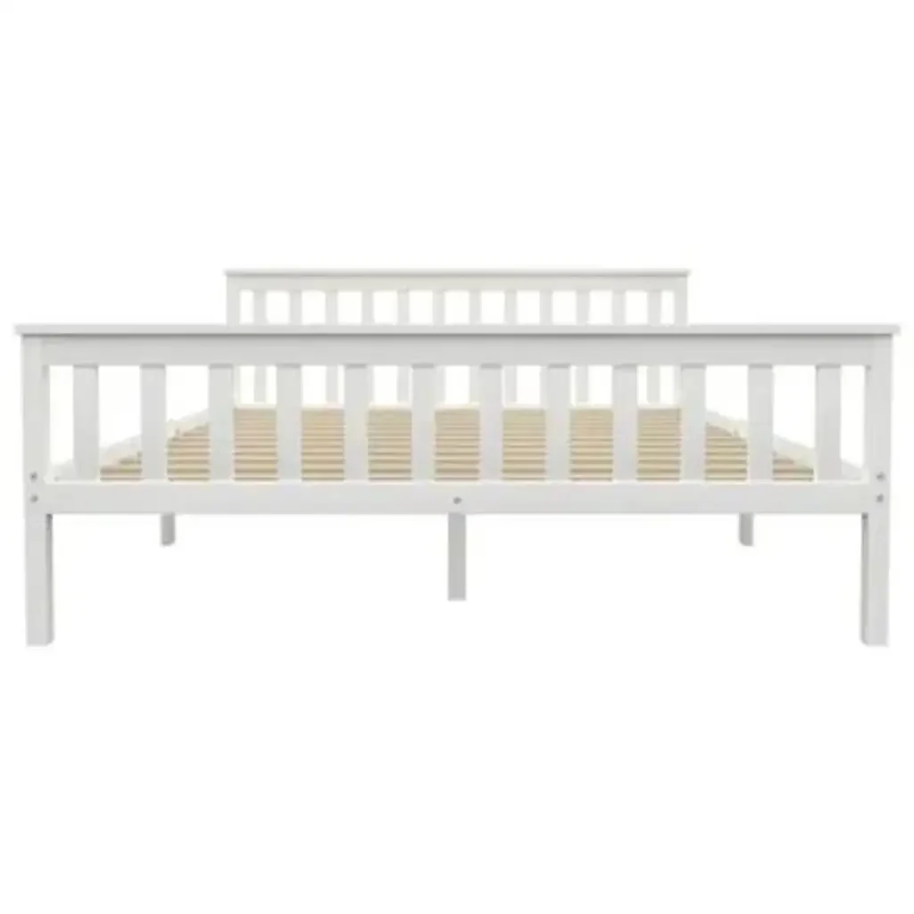Letto matrimoniale | Letto per adulti | Giroletto senza Materasso Bianco 160x200 cm in Legno di Pino - Image 3