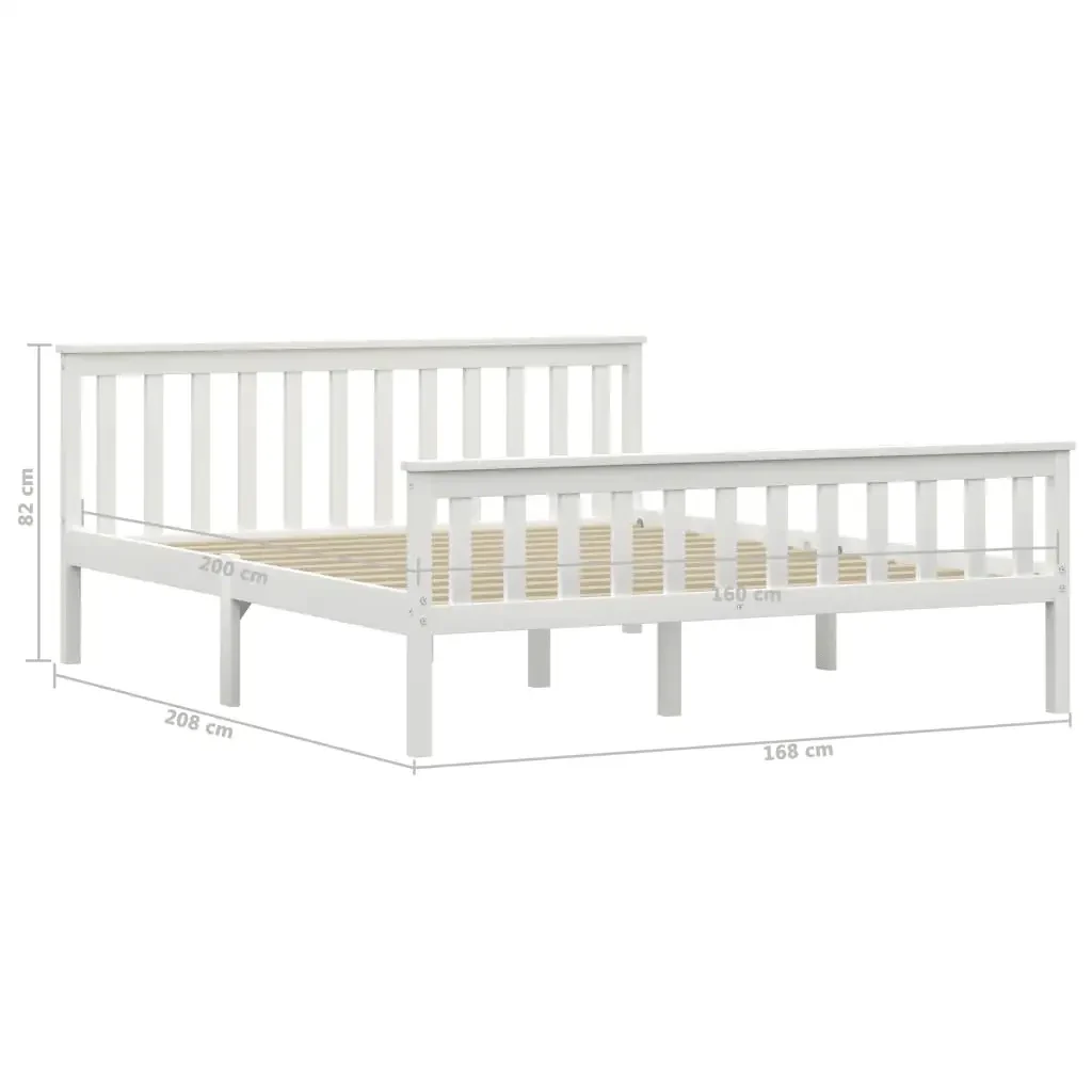Letto matrimoniale | Letto per adulti | Giroletto senza Materasso Bianco 160x200 cm in Legno di Pino - Image 6