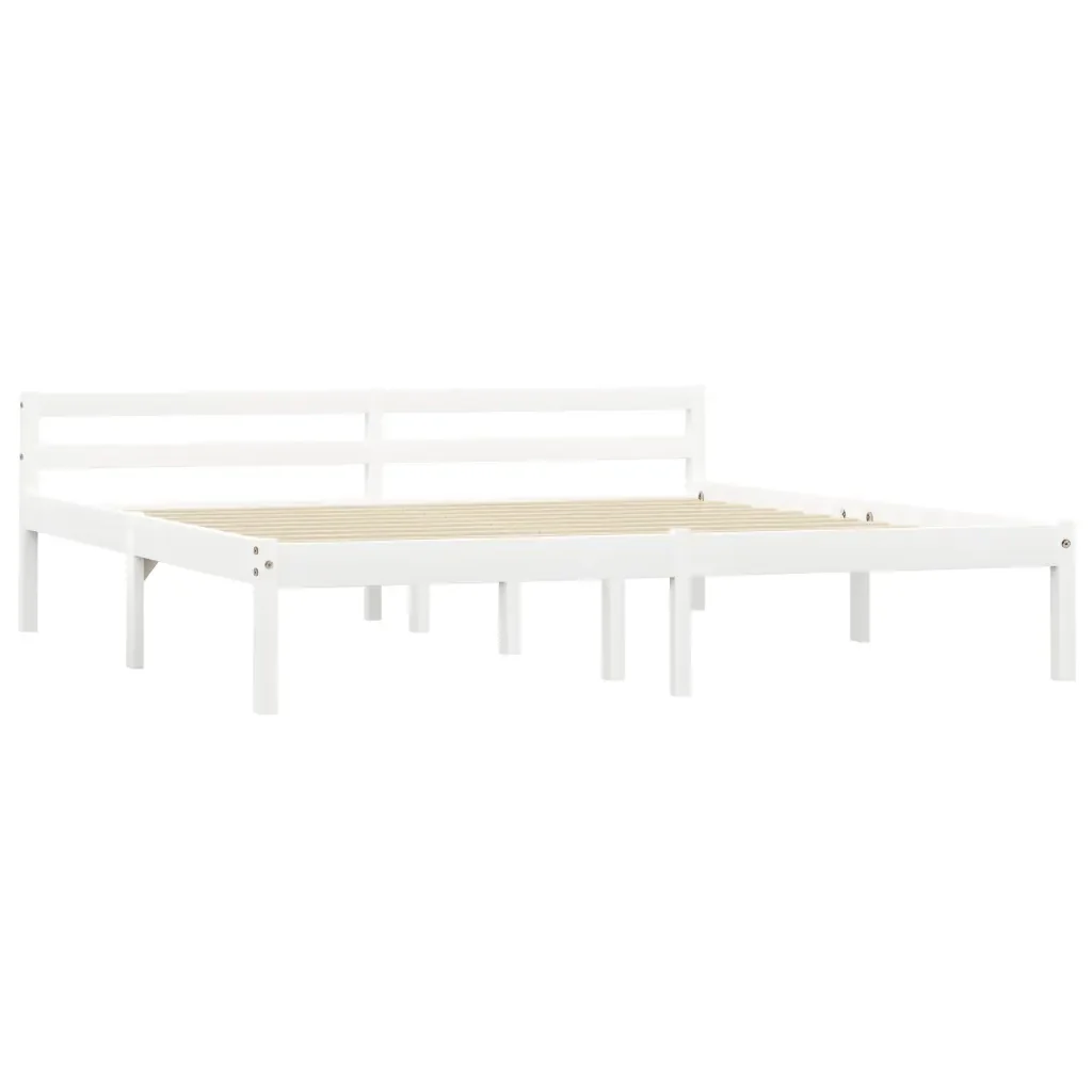 Letto matrimoniale | Letto per adulti | Giroletto senza Materasso Bianco 160x200 cm in Legno di Pino - Image 2