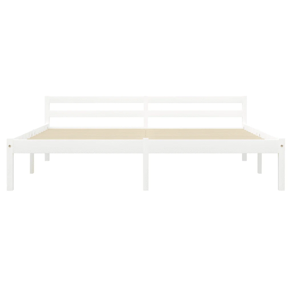Letto matrimoniale | Letto per adulti | Giroletto senza Materasso Bianco 160x200 cm in Legno di Pino - Image 4