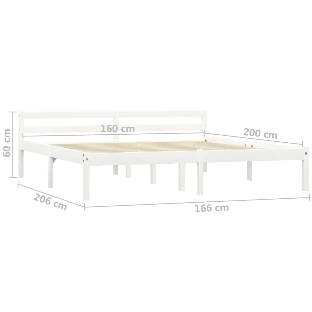 Letto matrimoniale | Letto per adulti | Giroletto senza Materasso Bianco 160x200 cm in Legno di Pino - Image 7