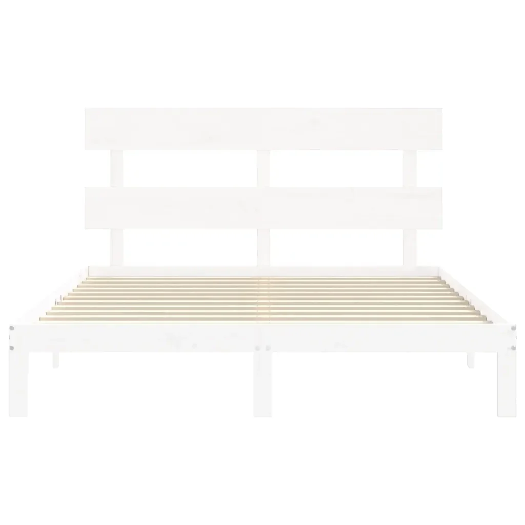 Letto matrimoniale | Letto per adulti | Giroletto senza Materasso Bianco 160x200 cm Legno Massello Pino - Image 6