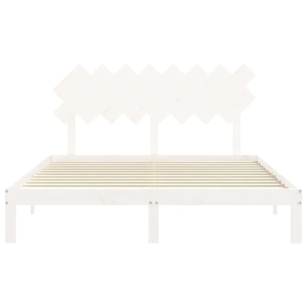 Letto matrimoniale | Letto per adulti | Giroletto senza Materasso Bianco 160x200 cm Legno Massello Pino - Image 6