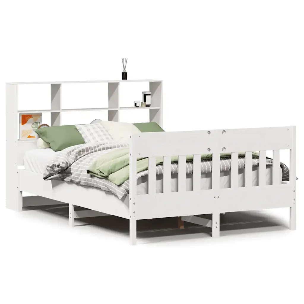 Letto matrimoniale | Letto per adulti | Giroletto senza Materasso Bianco 160x200 cm Legno Massello Pino