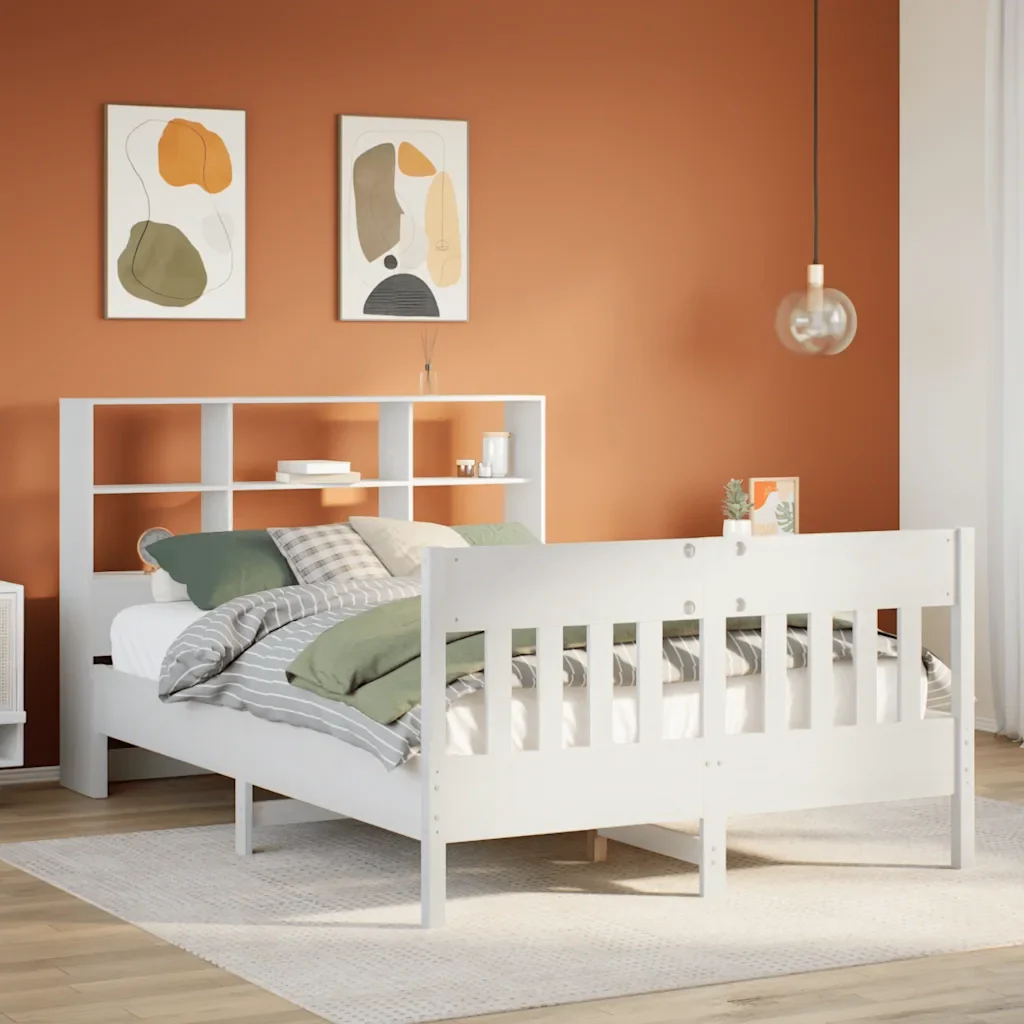 Letto matrimoniale | Letto per adulti | Giroletto senza Materasso Bianco 160x200 cm Legno Massello Pino - Image 2