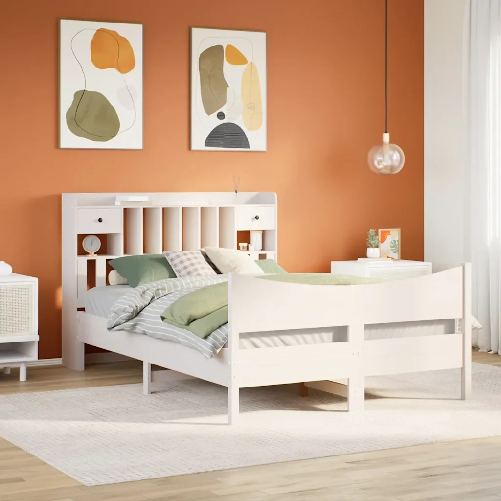 Letto matrimoniale | Letto per adulti | Giroletto senza Materasso Bianco 160x200 cm Legno Massello Pino - Image 2