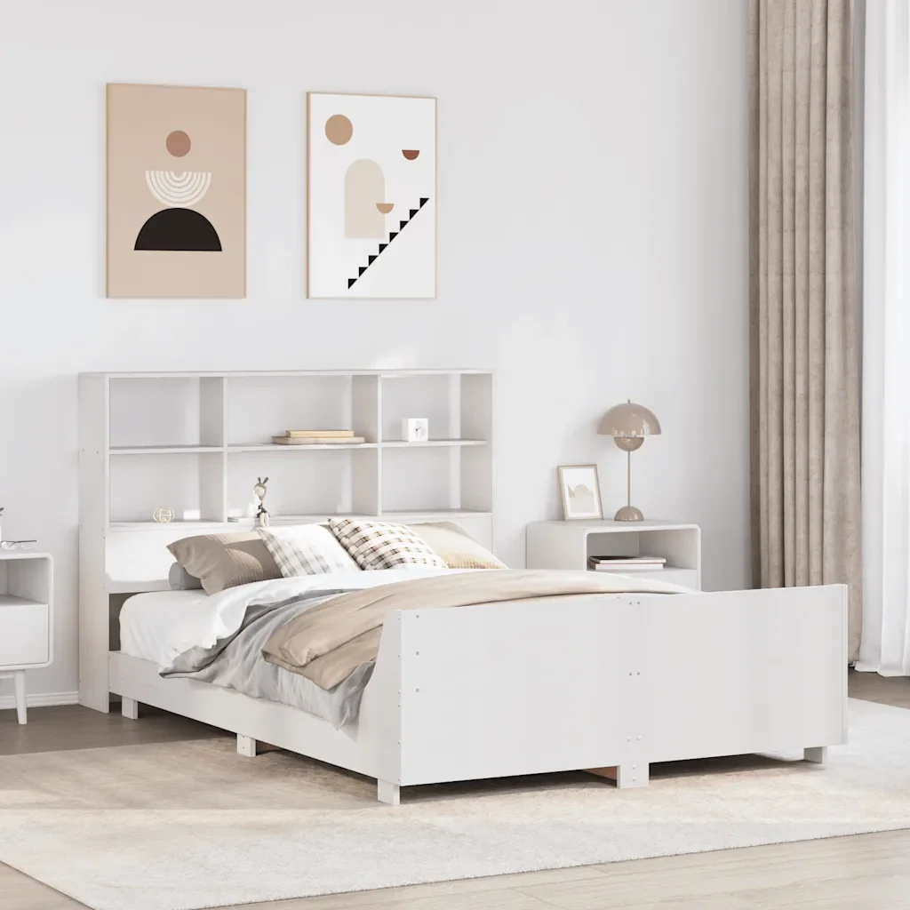 Letto matrimoniale | Letto per adulti | Giroletto senza Materasso Bianco 160x200 cm Legno Massello Pino - Image 2