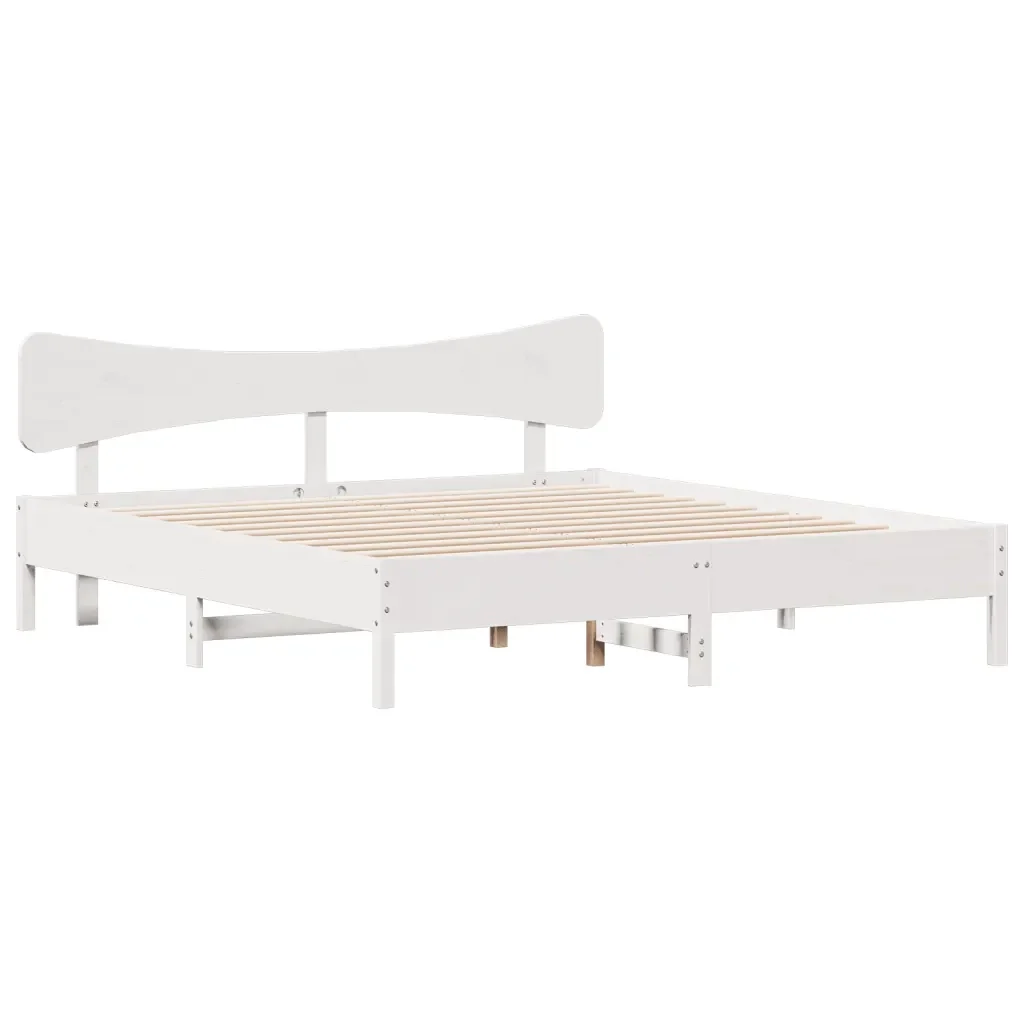 Letto matrimoniale | Letto per adulti | Giroletto senza Materasso Bianco 160x200 cm Legno Massello Pino - Image 3