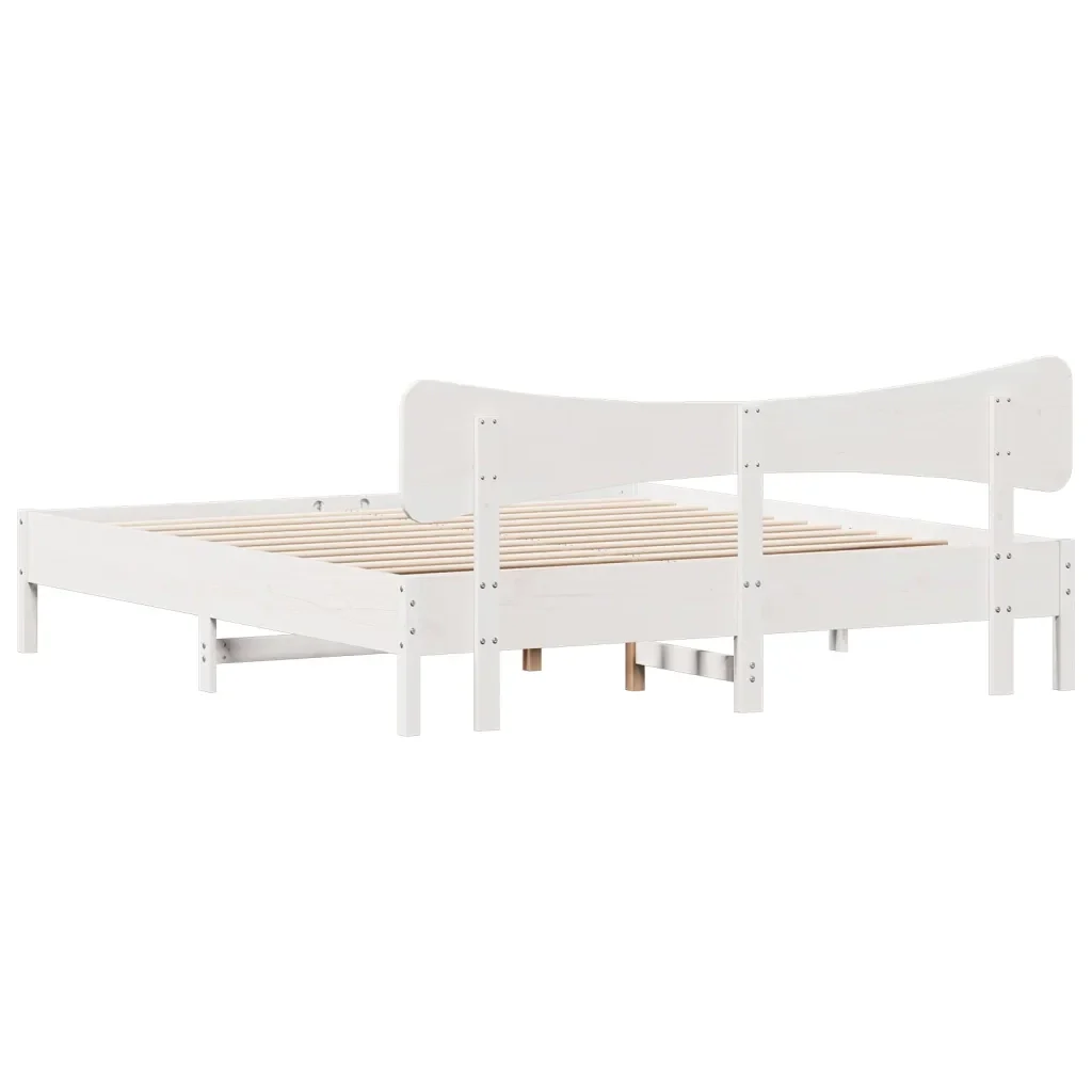 Letto matrimoniale | Letto per adulti | Giroletto senza Materasso Bianco 160x200 cm Legno Massello Pino - Image 8
