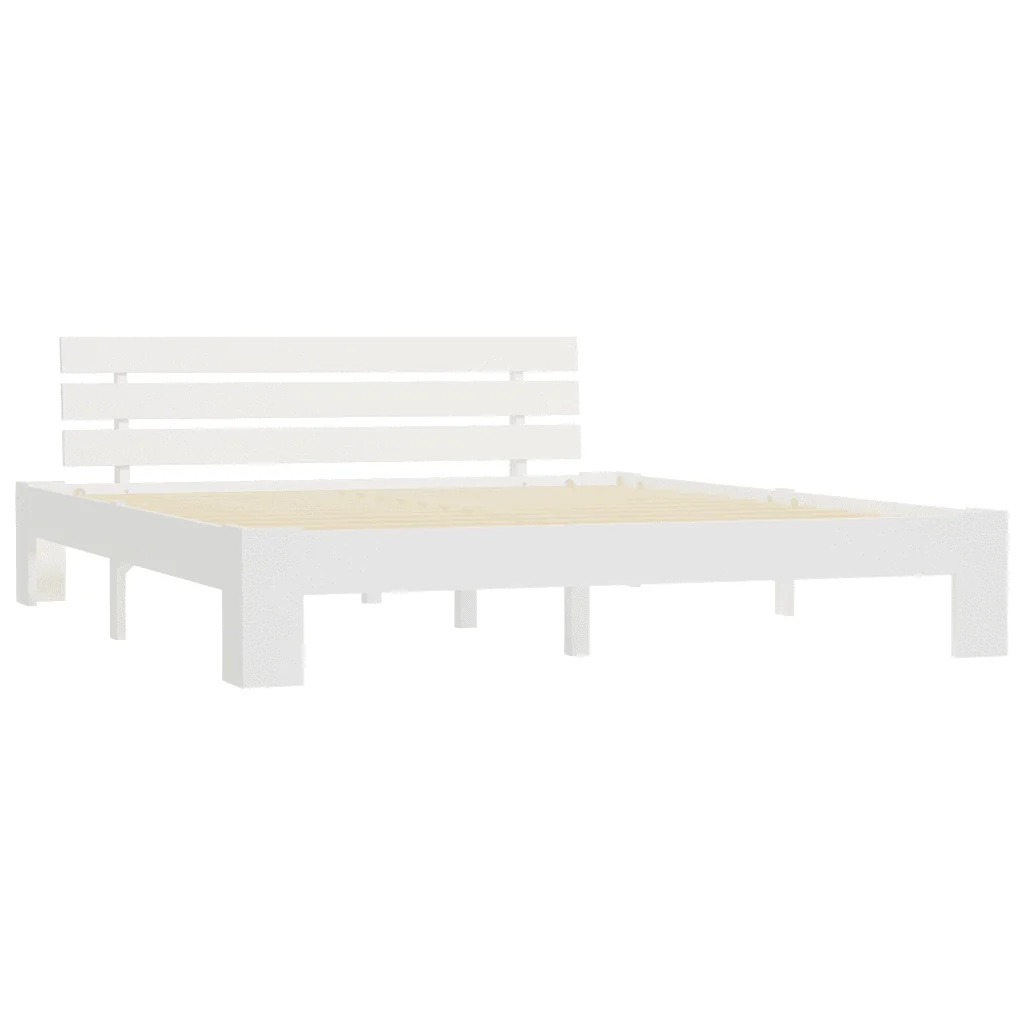Letto matrimoniale | Letto per adulti | Giroletto senza Materasso Bianco 160x200 cm Legno Massello Pino - Image 2