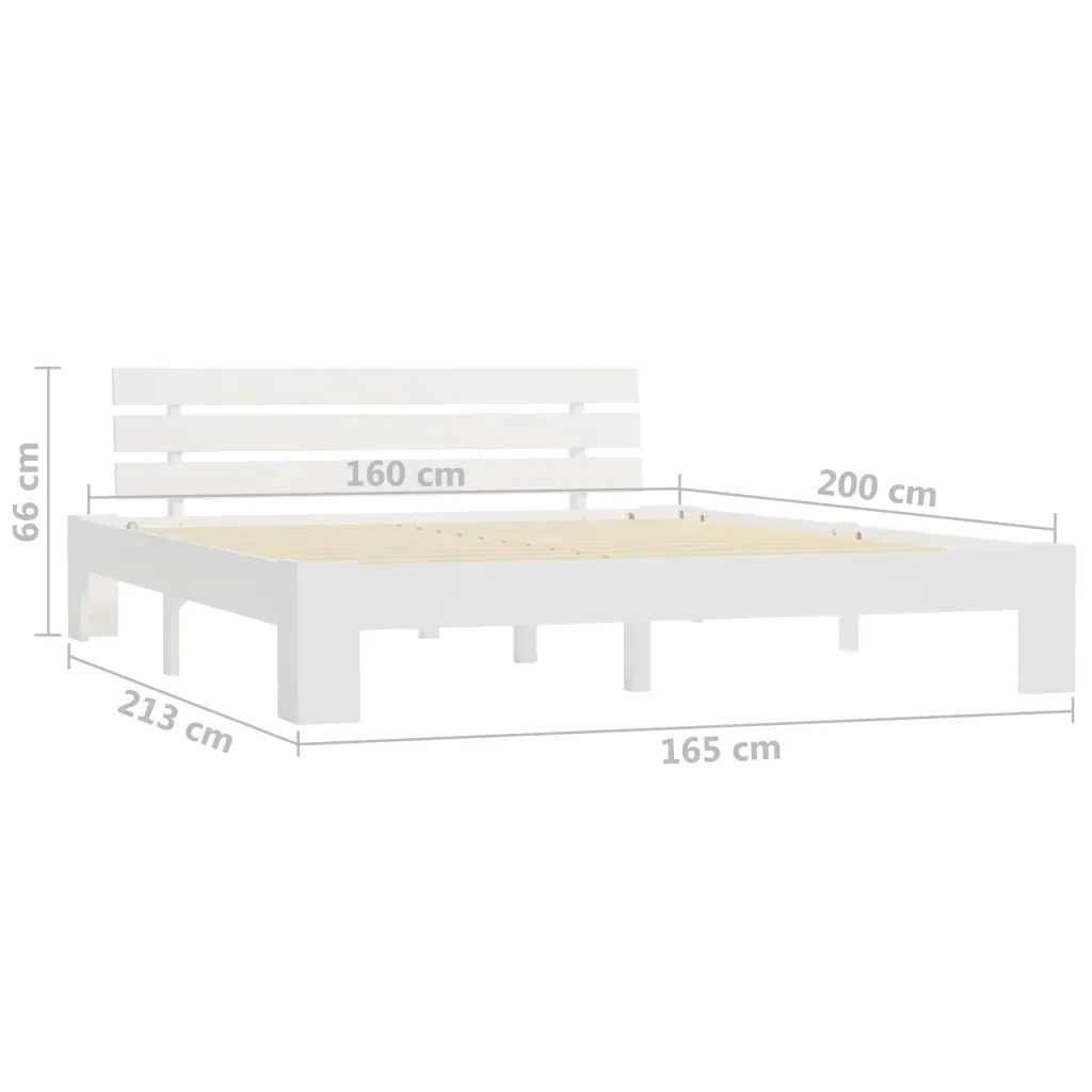 Letto matrimoniale | Letto per adulti | Giroletto senza Materasso Bianco 160x200 cm Legno Massello Pino - Image 7