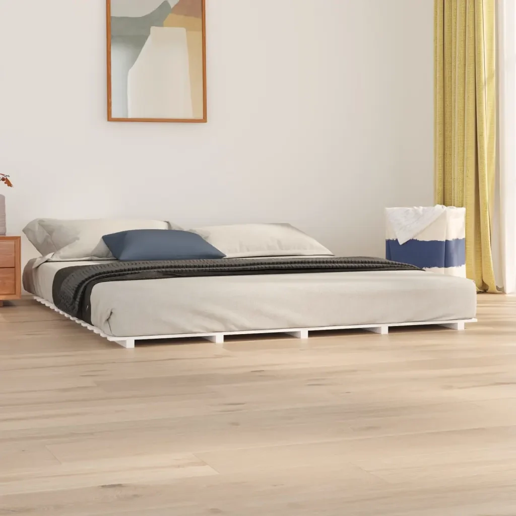Letto matrimoniale | Letto per adulti | Giroletto senza Materasso Bianco 160x200 cm Legno Massello Pino - Image 2