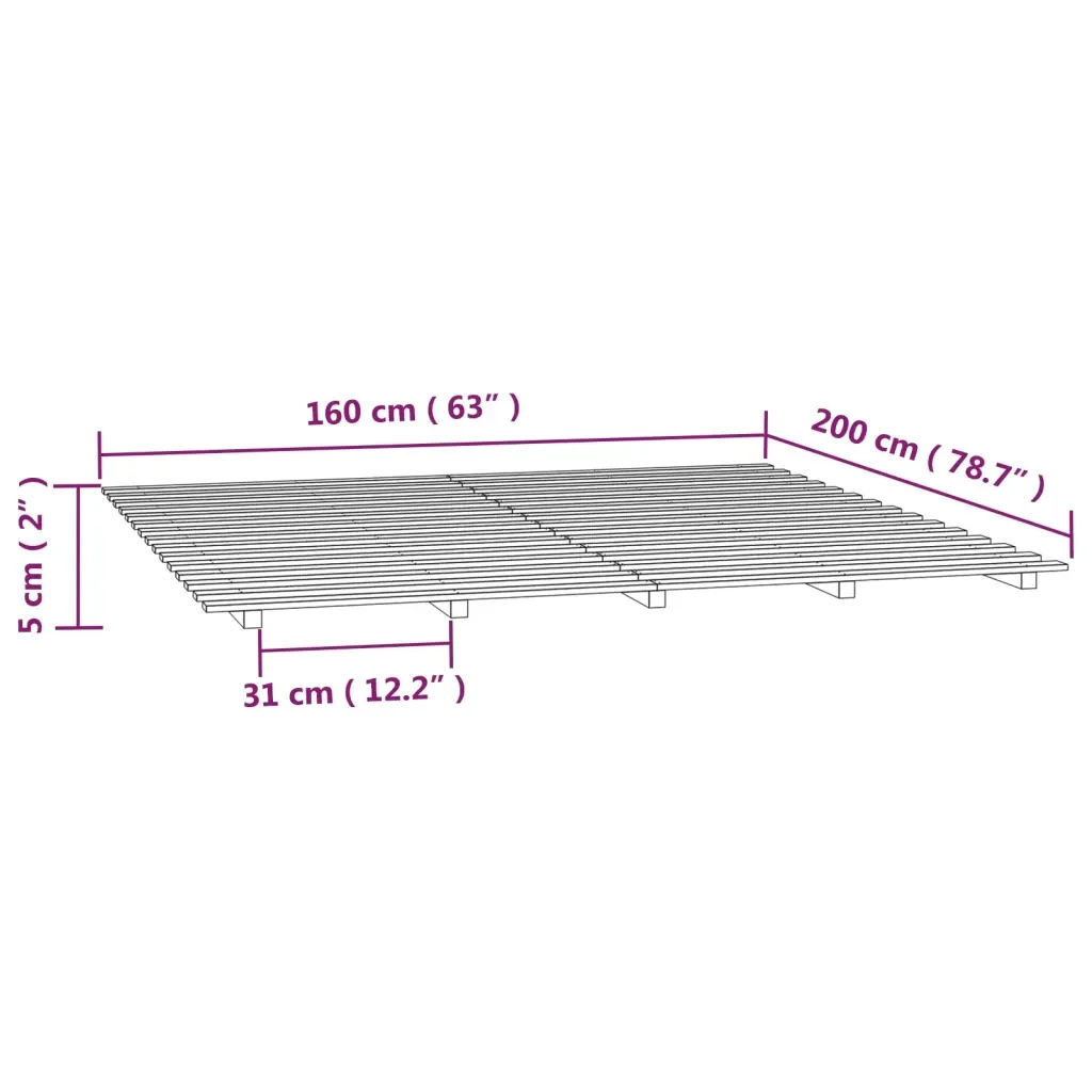 Letto matrimoniale | Letto per adulti | Giroletto senza Materasso Bianco 160x200 cm Legno Massello Pino - Image 8