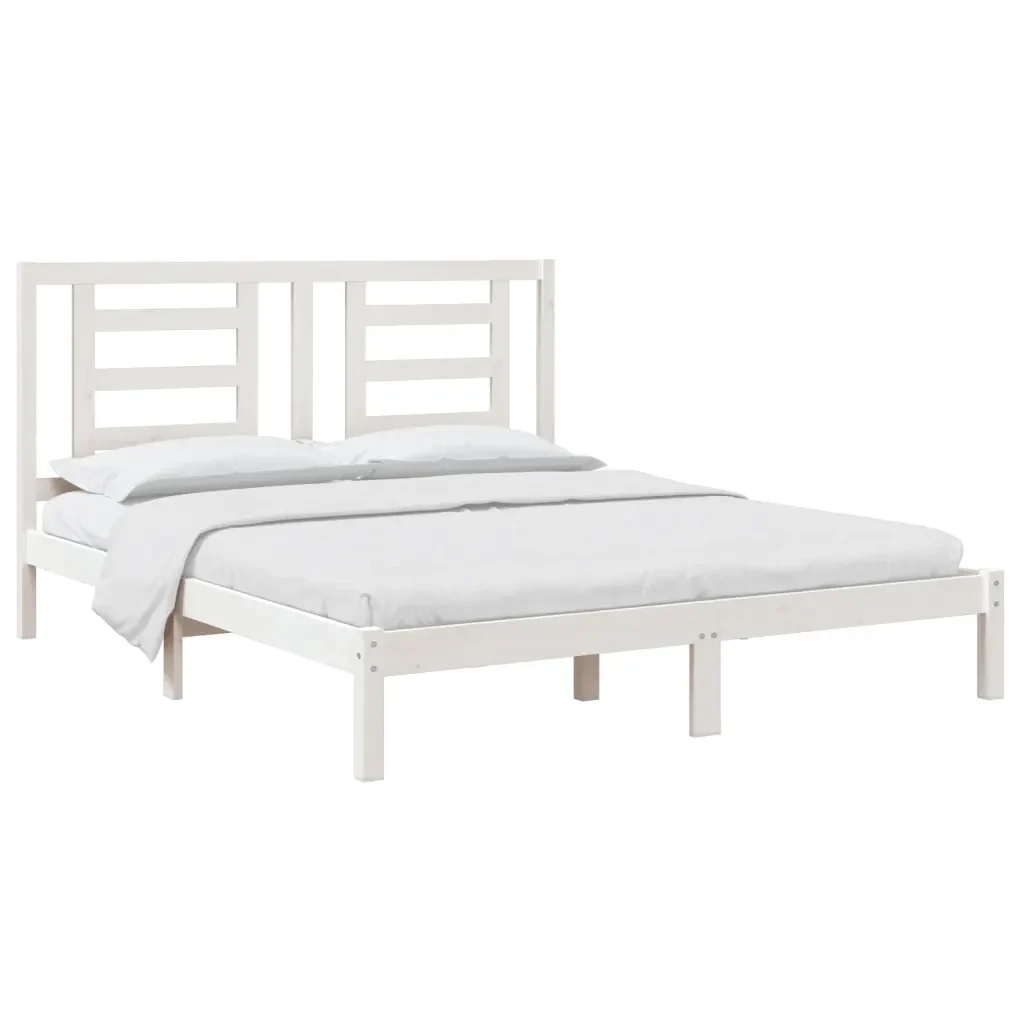 Letto matrimoniale | Letto per adulti | Giroletto senza Materasso Bianco 160x200 cm Legno Massello Pino - Image 3