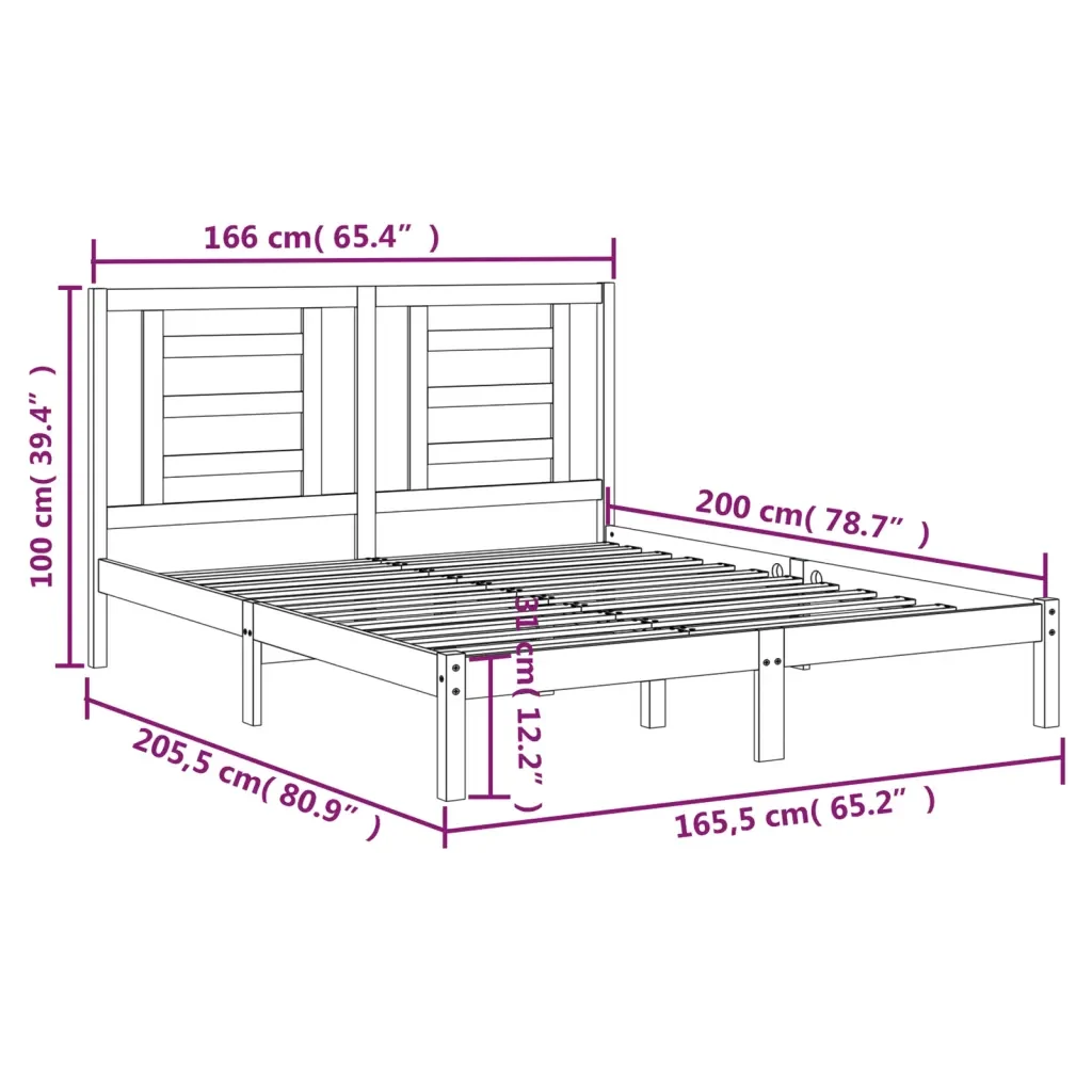 Letto matrimoniale | Letto per adulti | Giroletto senza Materasso Bianco 160x200 cm Legno Massello Pino - Image 6
