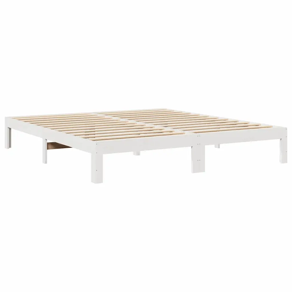 Letto matrimoniale | Letto per adulti | Giroletto senza Materasso Bianco 160x200 cm Legno Massello Pino - Image 7