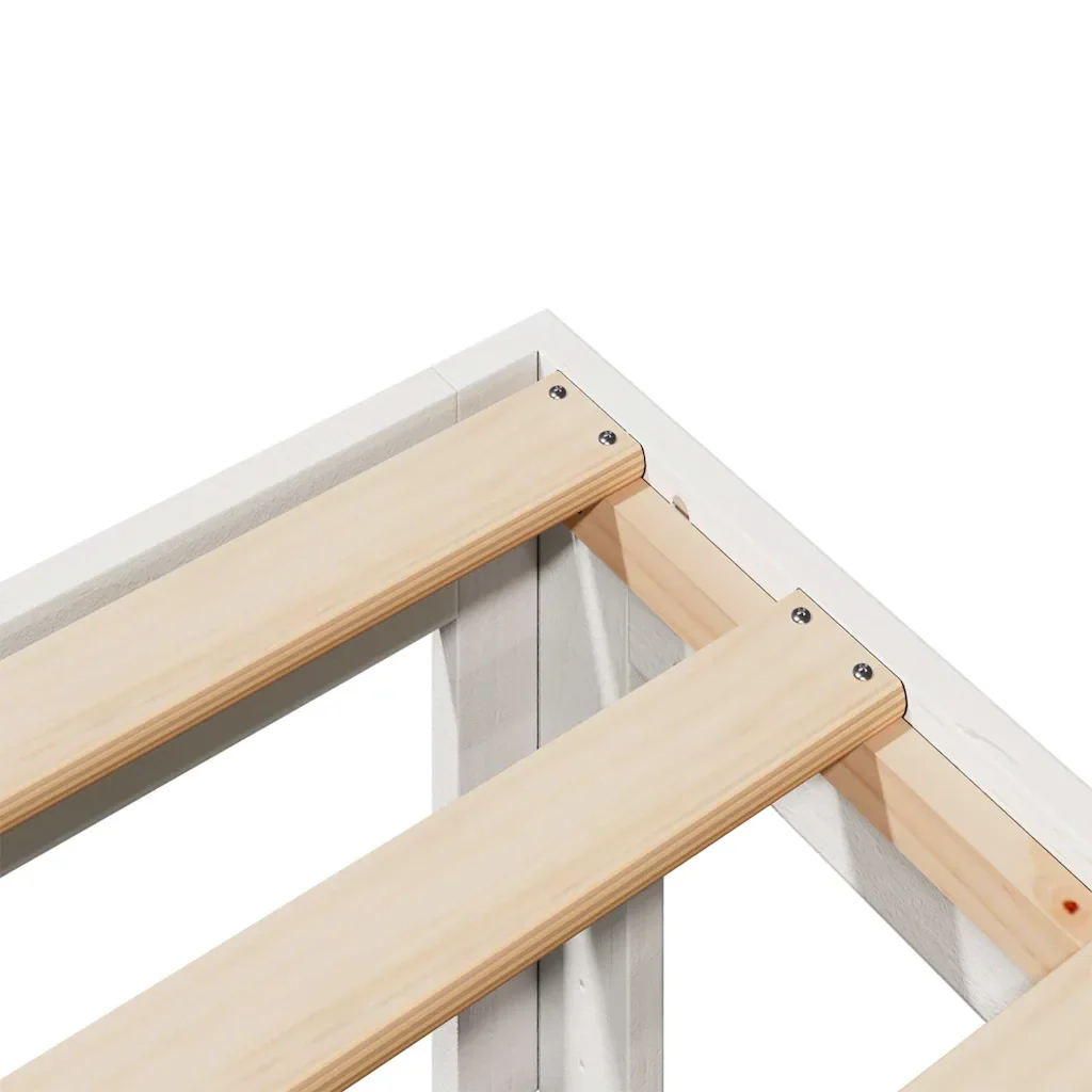 Letto matrimoniale | Letto per adulti | Giroletto senza Materasso Bianco 160x200 cm Legno Massello Pino - Image 8