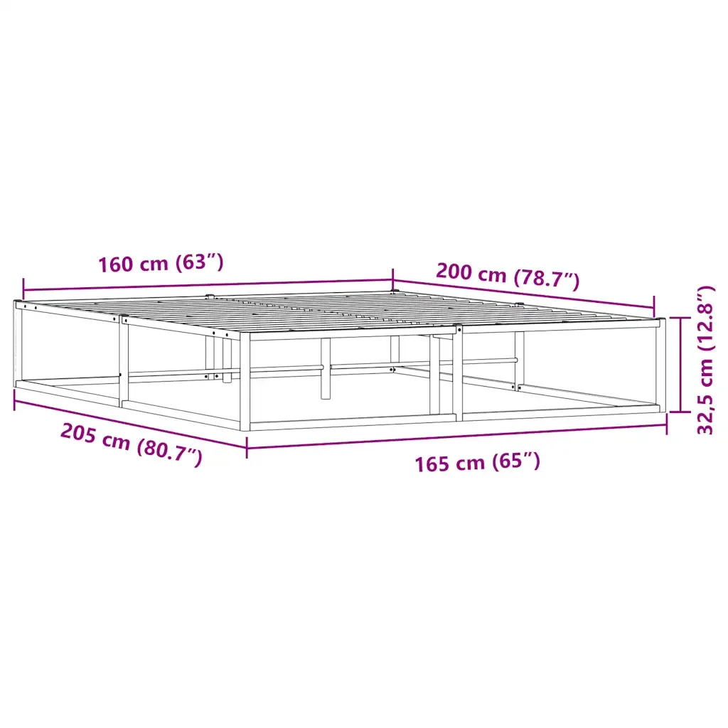 Letto matrimoniale | Letto per adulti | Giroletto senza Materasso Bianco 160x200 cm Metallo - Image 8