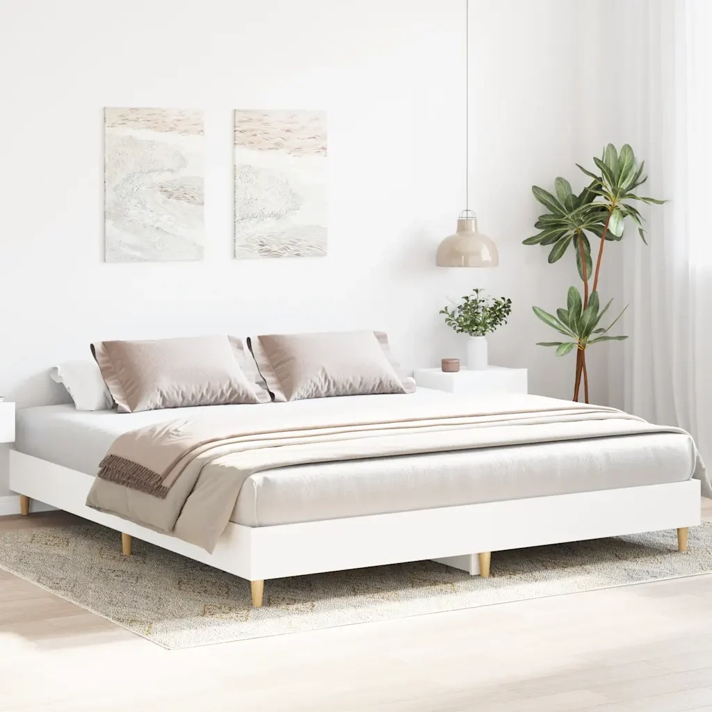Letto matrimoniale | Letto per adulti | Giroletto senza Materasso Bianco 160x200cm in Legno Multistrato - Image 3