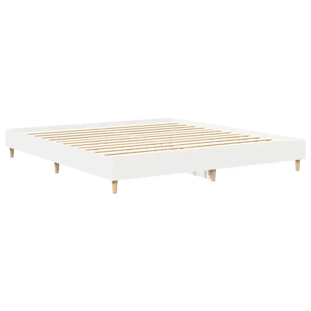 Letto matrimoniale | Letto per adulti | Giroletto senza Materasso Bianco 160x200cm in Legno Multistrato - Image 7