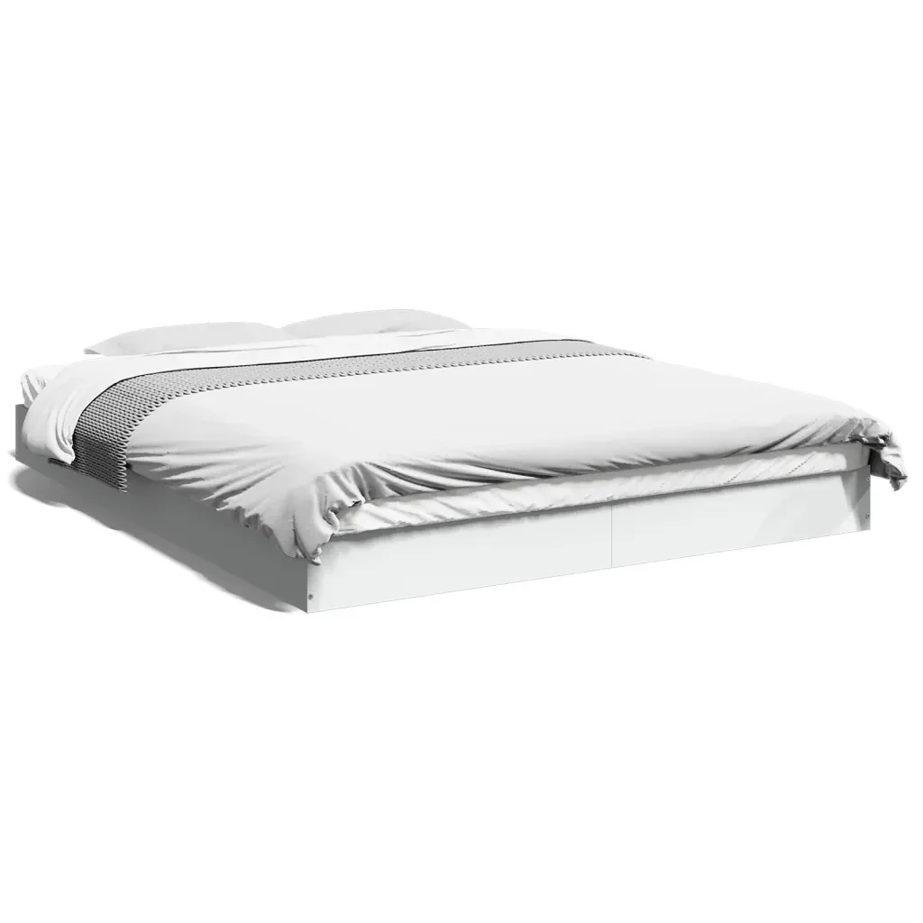 Letto matrimoniale | Letto per adulti | Giroletto senza Materasso Bianco 160x200cm in Legno Multistrato