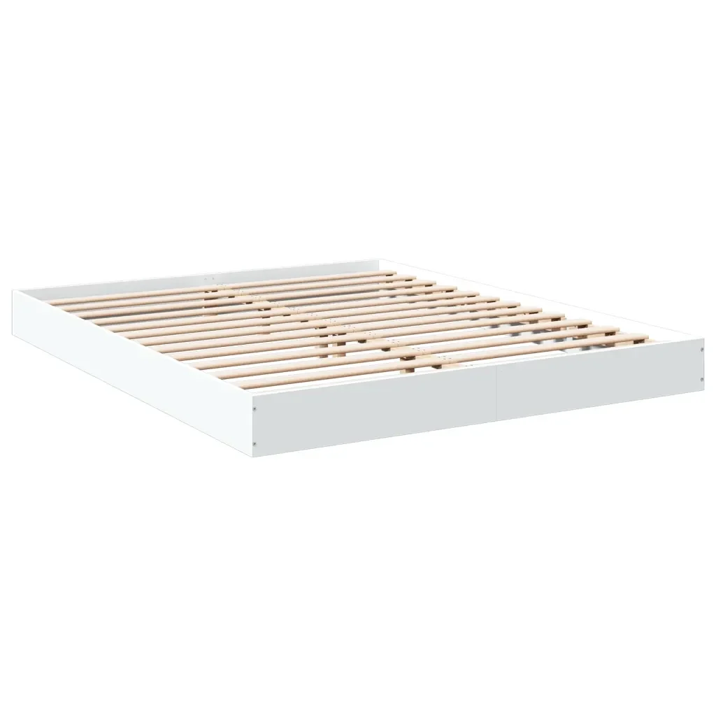 Letto matrimoniale | Letto per adulti | Giroletto senza Materasso Bianco 160x200cm in Legno Multistrato - Image 4