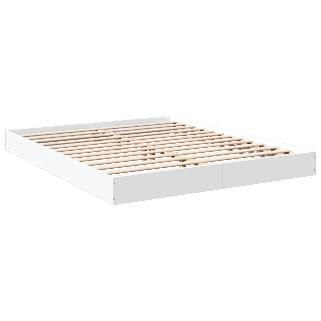 Letto matrimoniale | Letto per adulti | Giroletto senza Materasso Bianco 160x200cm in Legno Multistrato - Image 6