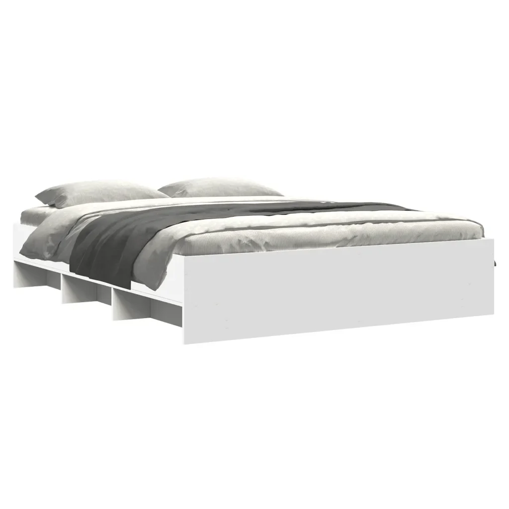 Letto matrimoniale | Letto per adulti | Giroletto senza Materasso Bianco 160x200cm in Legno Multistrato - Image 3