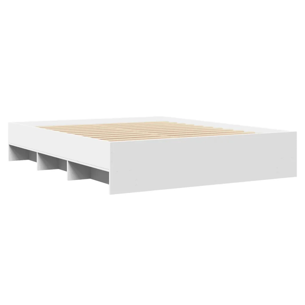 Letto matrimoniale | Letto per adulti | Giroletto senza Materasso Bianco 160x200cm in Legno Multistrato - Image 7