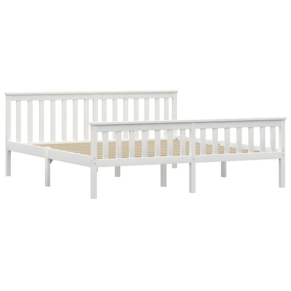 Letto matrimoniale | Letto per adulti | Giroletto senza Materasso Bianco 180x200 cm in Legno di Pino - Image 2