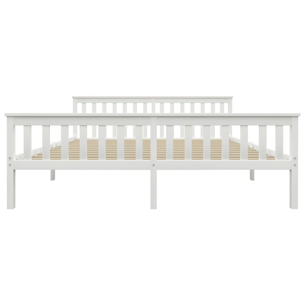 Letto matrimoniale | Letto per adulti | Giroletto senza Materasso Bianco 180x200 cm in Legno di Pino - Image 4