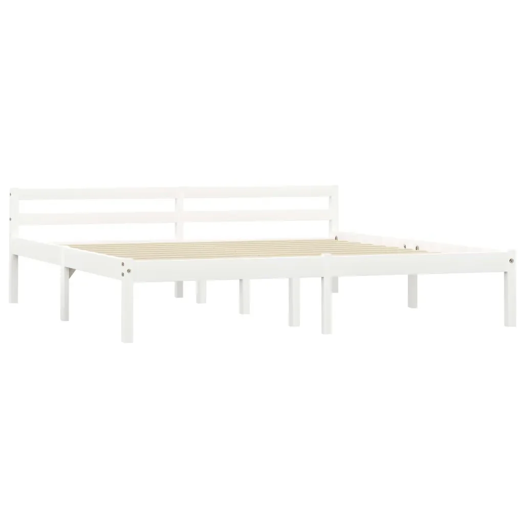 Letto matrimoniale | Letto per adulti | Giroletto senza Materasso Bianco 180x200 cm in Legno di Pino
