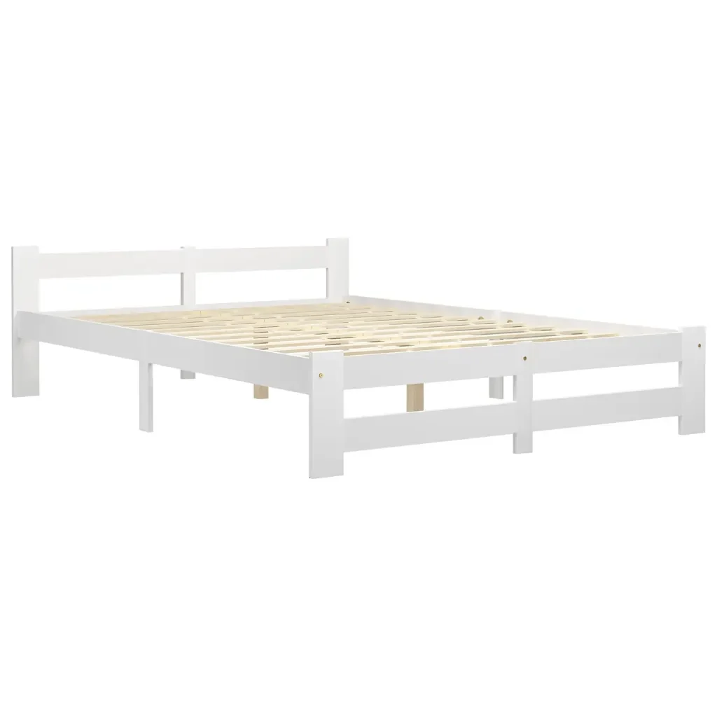 Letto matrimoniale | Letto per adulti | Giroletto senza Materasso Bianco 180x200 cm in Legno di Pino