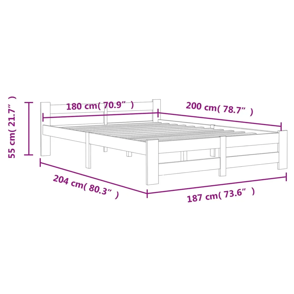 Letto matrimoniale | Letto per adulti | Giroletto senza Materasso Bianco 180x200 cm in Legno di Pino - Image 6