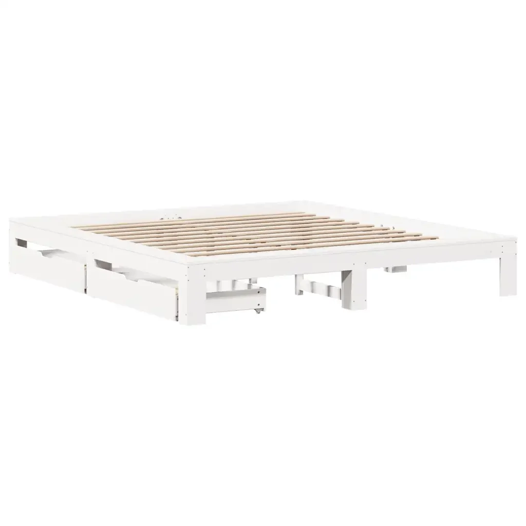 Letto matrimoniale | Letto per adulti | Giroletto senza Materasso Bianco 180x200 cm Legno Massello Pino - Image 4