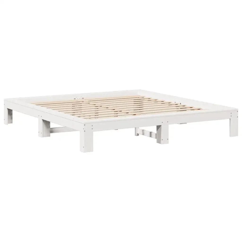 Letto matrimoniale | Letto per adulti | Giroletto senza Materasso Bianco 180x200 cm Legno Massello Pino - Image 5