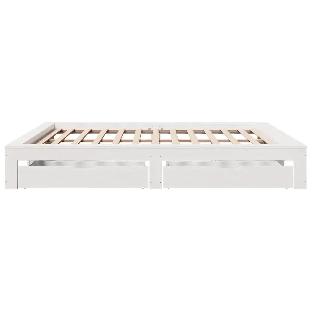 Letto matrimoniale | Letto per adulti | Giroletto senza Materasso Bianco 180x200 cm Legno Massello Pino - Image 7