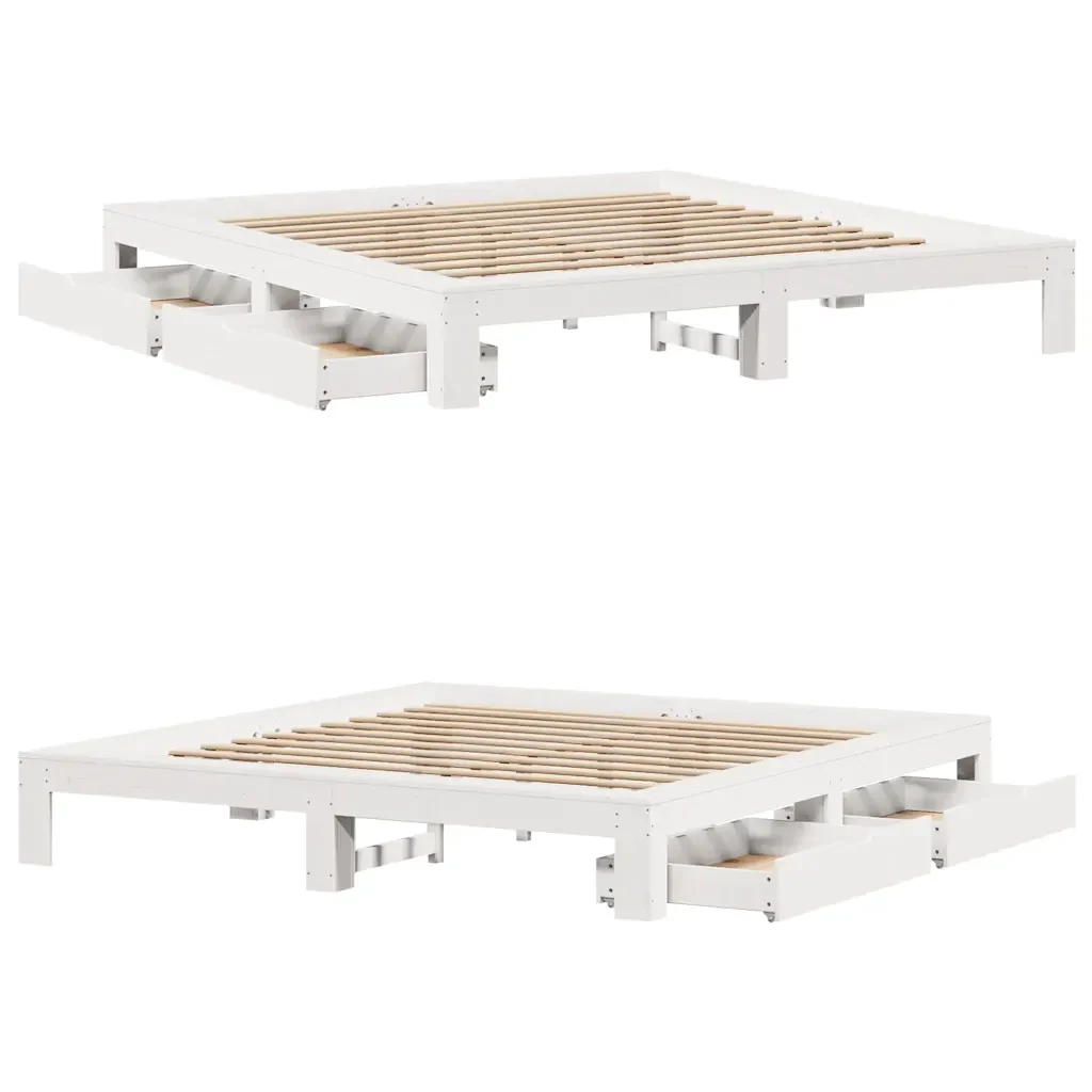Letto matrimoniale | Letto per adulti | Giroletto senza Materasso Bianco 180x200 cm Legno Massello Pino - Image 9