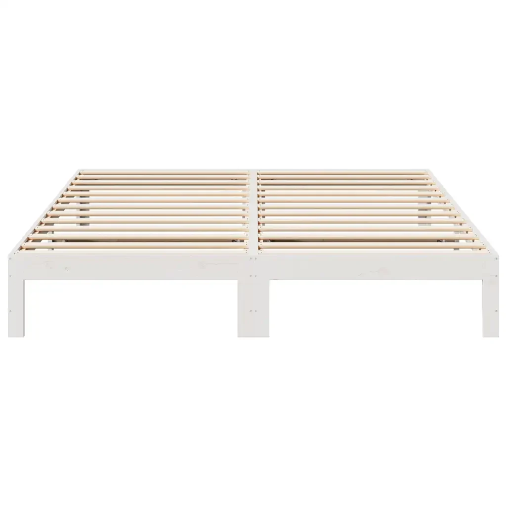 Letto matrimoniale | Letto per adulti | Giroletto senza Materasso Bianco 180x200 cm Legno Massello Pino - Image 5