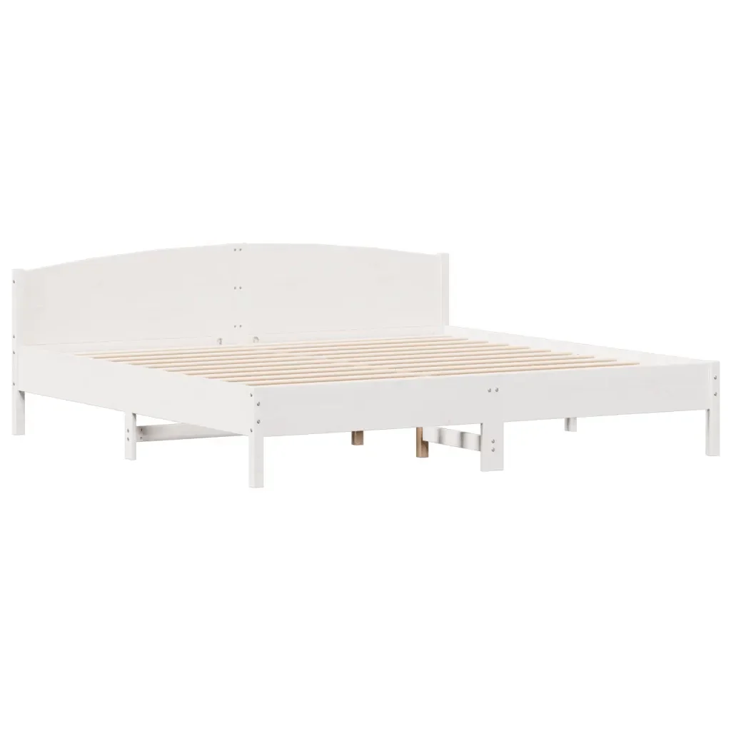 Letto matrimoniale | Letto per adulti | Giroletto senza Materasso Bianco 180x200 cm Legno Massello Pino - Image 4