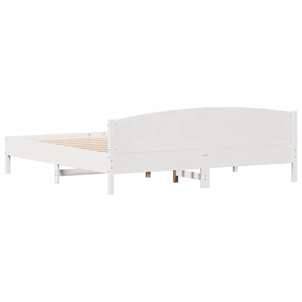 Letto matrimoniale | Letto per adulti | Giroletto senza Materasso Bianco 180x200 cm Legno Massello Pino - Image 6